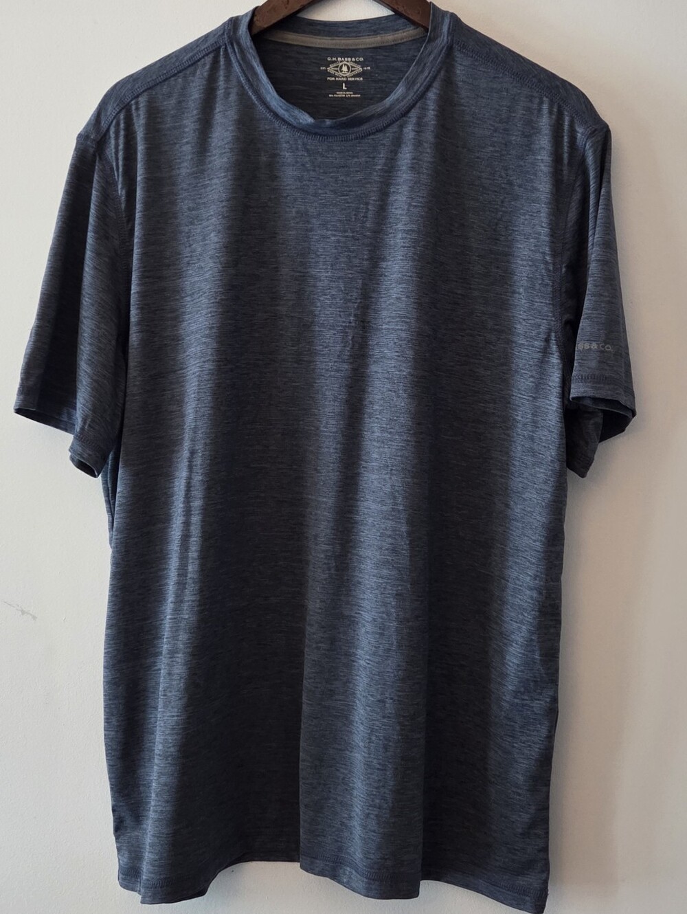 G.H.BASS & CO Men's Short Sleeve Stretch Performance Cooling UPF 50 Navy Heather